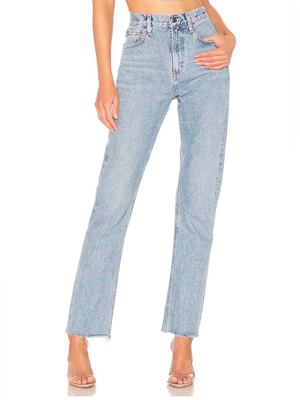 AGOLDE Cherie High Rise Light Blue Straight-Leg Jeans